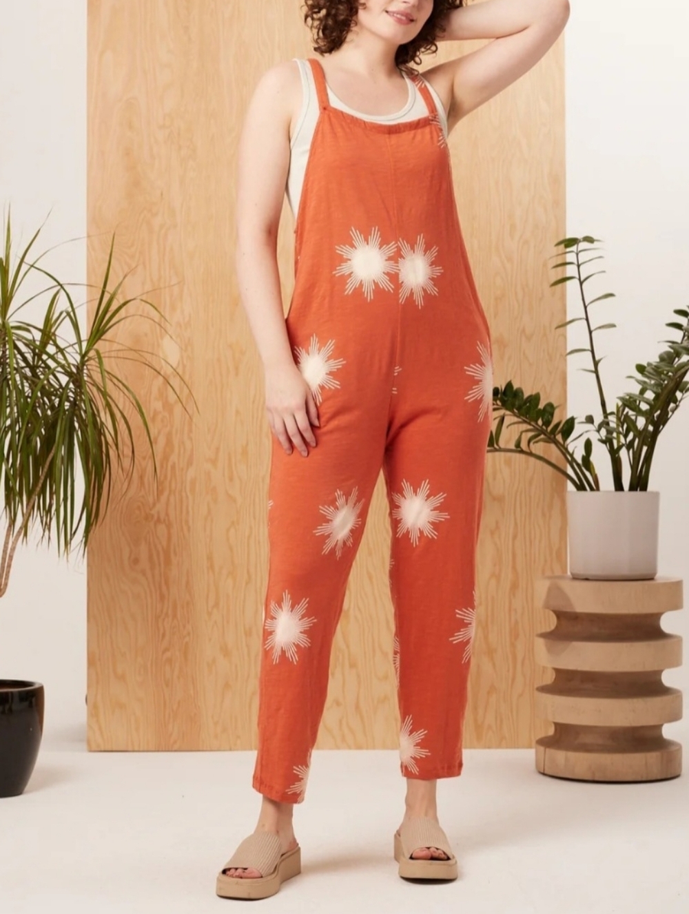 100% Organic Cotton Cadence Overall Jumpsuit Chili Sunburst